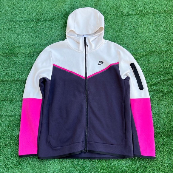 NEW Nike Sportswear NSW Tech Fleece Purple Pink White Mens Zip Up Hoodie - Picture 1 of 3